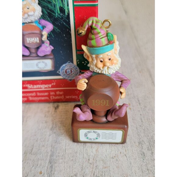 Enesco stamper elf 1991 vintage ornament Xmas wee tree trimmers - Picture 1 of 8